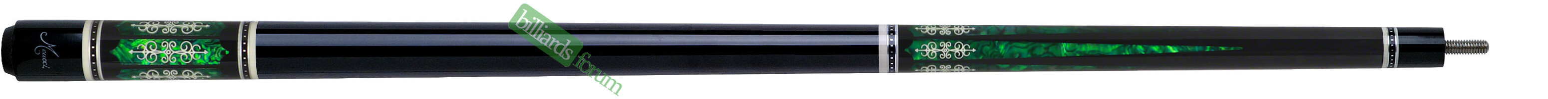 Black Meucci 21st Century Series #3 Cue with Green Paua Shell Inlay, Model 21-3C-G
