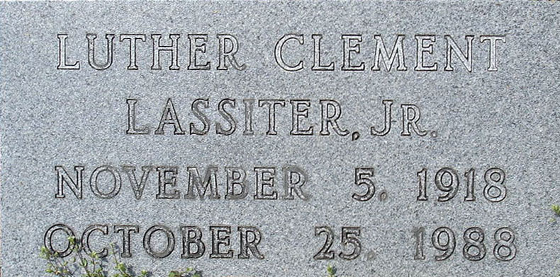 Luther Wimpy Lassiter grave stone